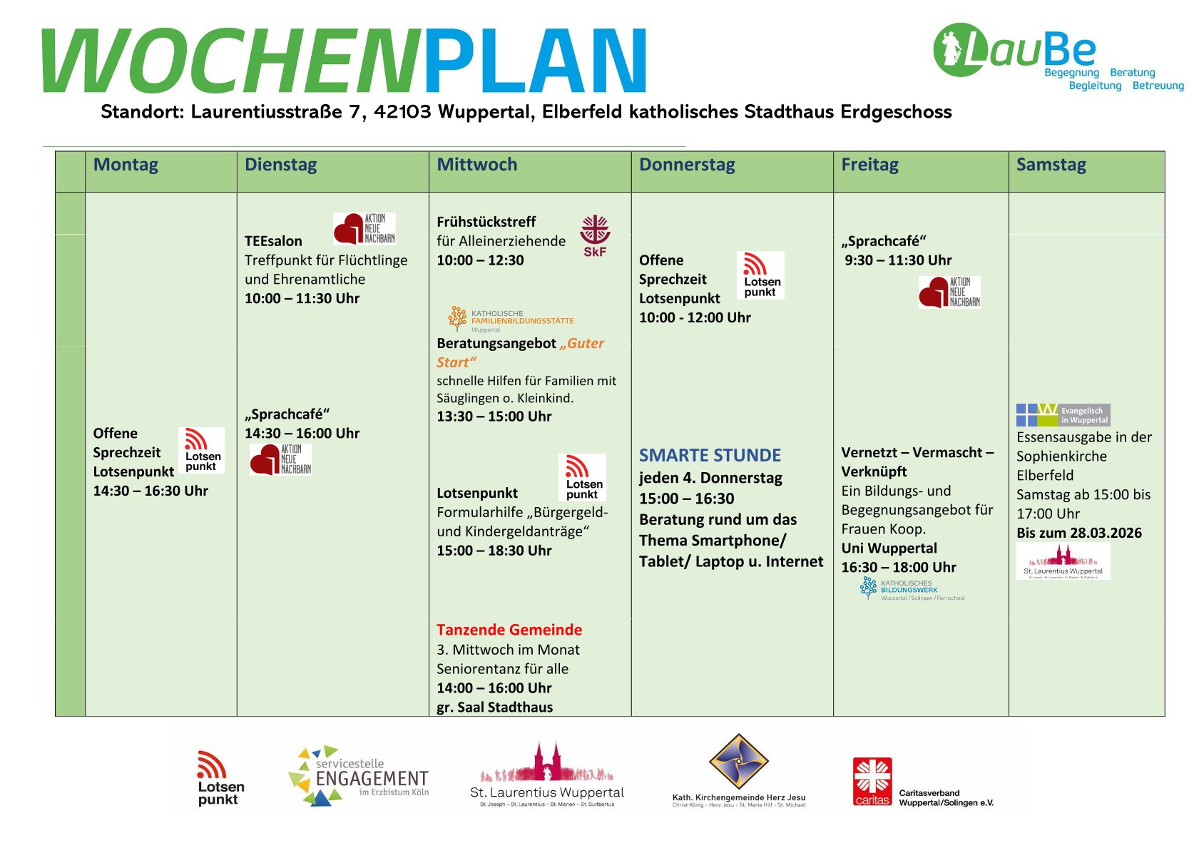 Wochenplan des Begegnungsraums LauBe